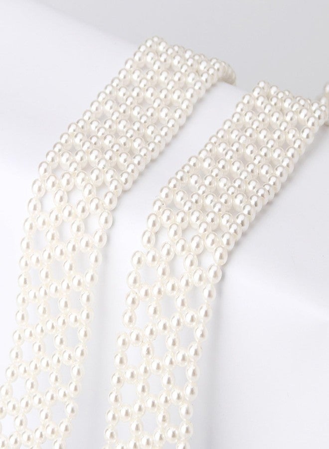YIRUIDD Pearl Belts for Women,Bridal Pearl Belt,White Beaded Crystal Rhinestone Waistband for Wedding Formal Dress (Round) - Image 5